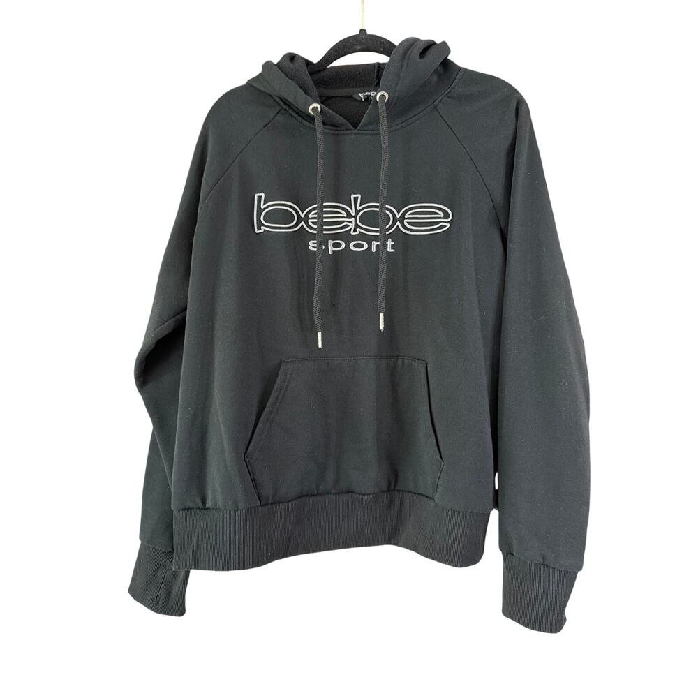 Bebe Sport Women's Plus Size Black & White Pullover Hoodie Size 2X